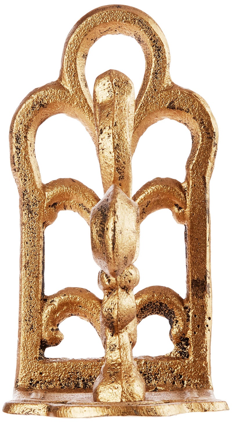 Creative Co-Op Decorative Metal Fleur de Lis Bookends, Gold, Set of 2 - Image 4